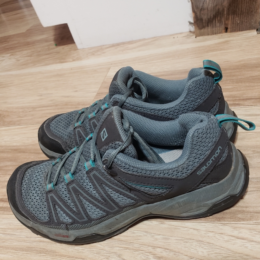 Salomon Gray Teal Trail Running Shoes